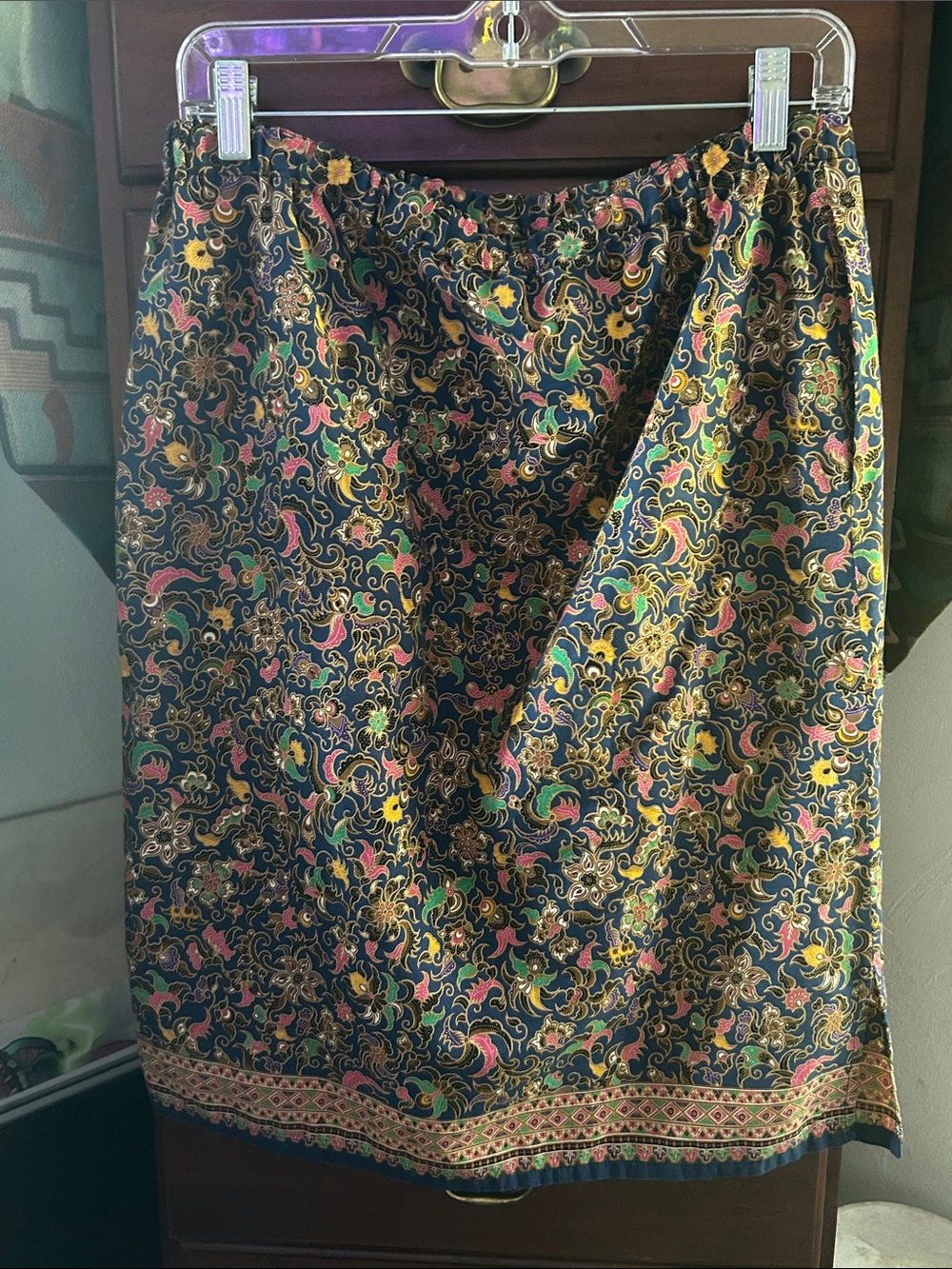 Colorful Paisley floral Print Midi Skirt